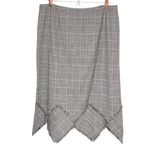 Vintage Harve Benard Collection 16 Brown Plaid Check‎ Stretch Wool Midi Skirt